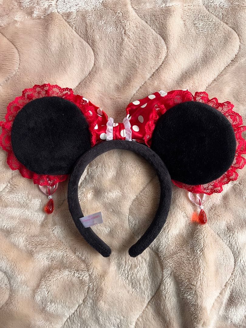 ディズニー ミニー 水玉 赤 イヤリング カチューシャ
