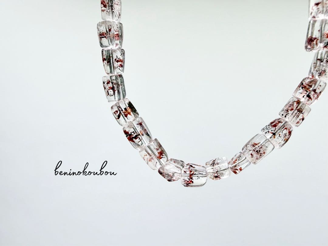 高品質ストロベリークォーツレピドクロサイト4〜5㍉Silver925ブレスレット