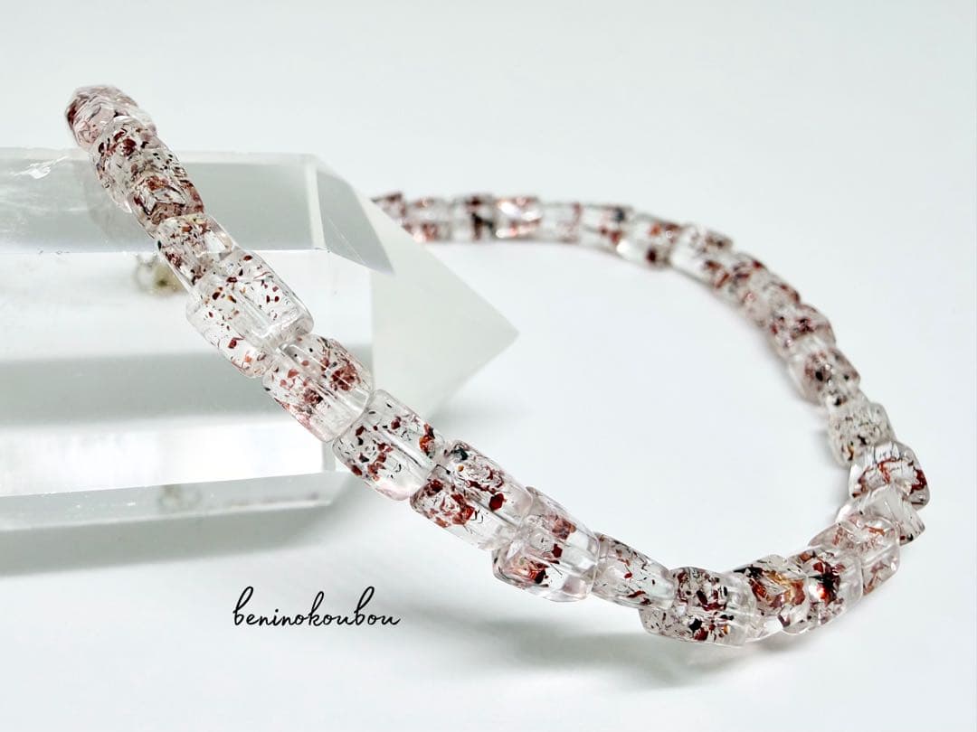 高品質ストロベリークォーツレピドクロサイト4〜5㍉Silver925ブレスレット