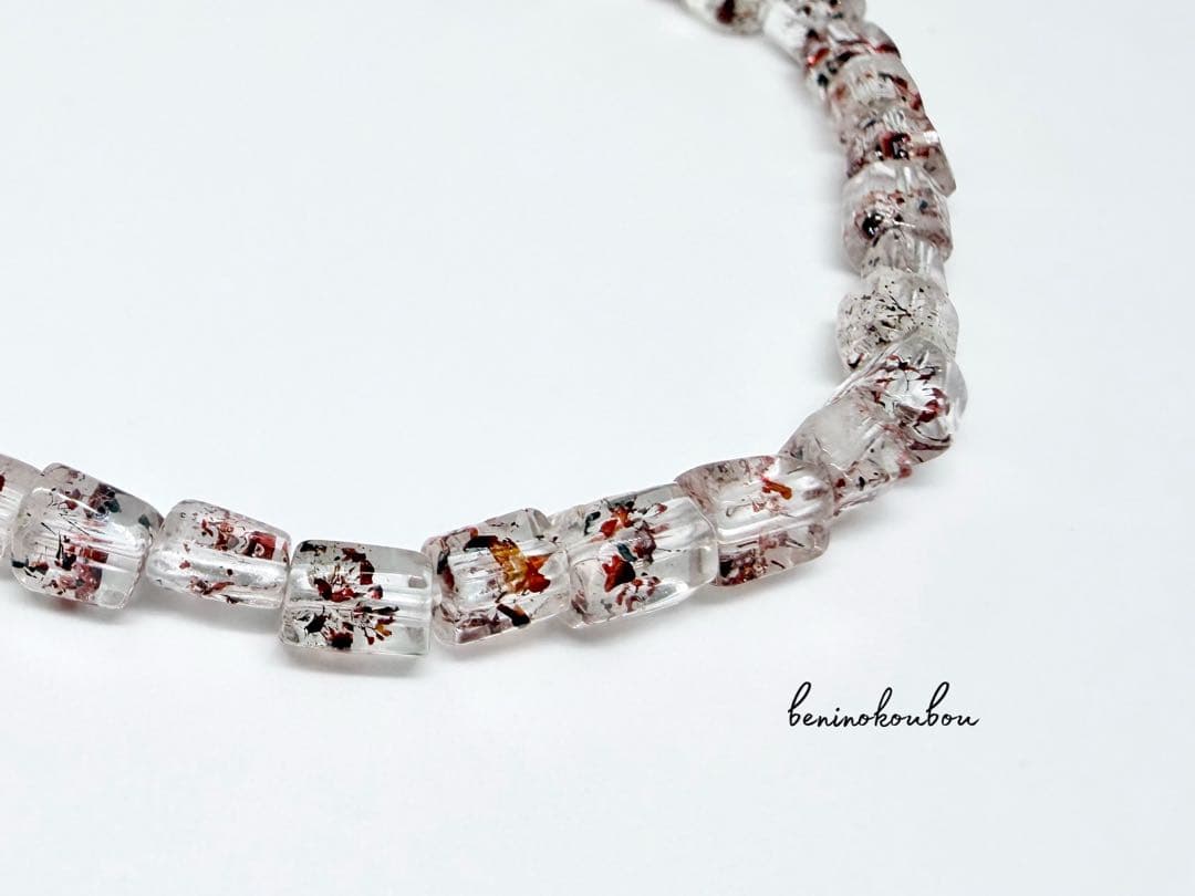 高品質ストロベリークォーツレピドクロサイト4〜5㍉Silver925ブレスレット