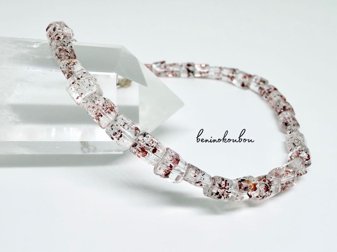 高品質ストロベリークォーツレピドクロサイト4〜5㍉Silver925ブレスレット