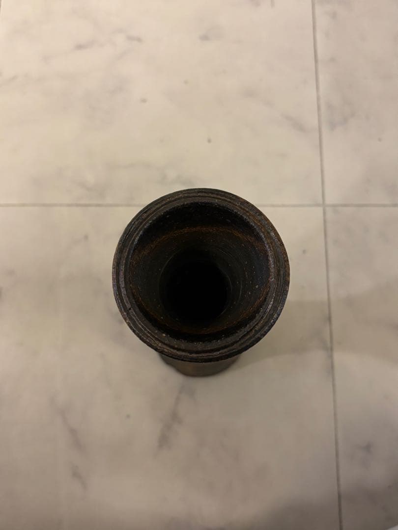 翁軒窯造　灰釉　常滑耳付　一輪花入　蓬莱堂