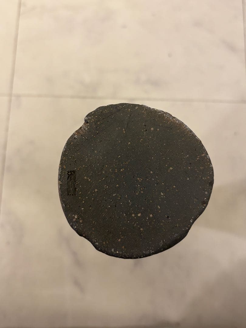翁軒窯造　灰釉　常滑耳付　一輪花入　蓬莱堂