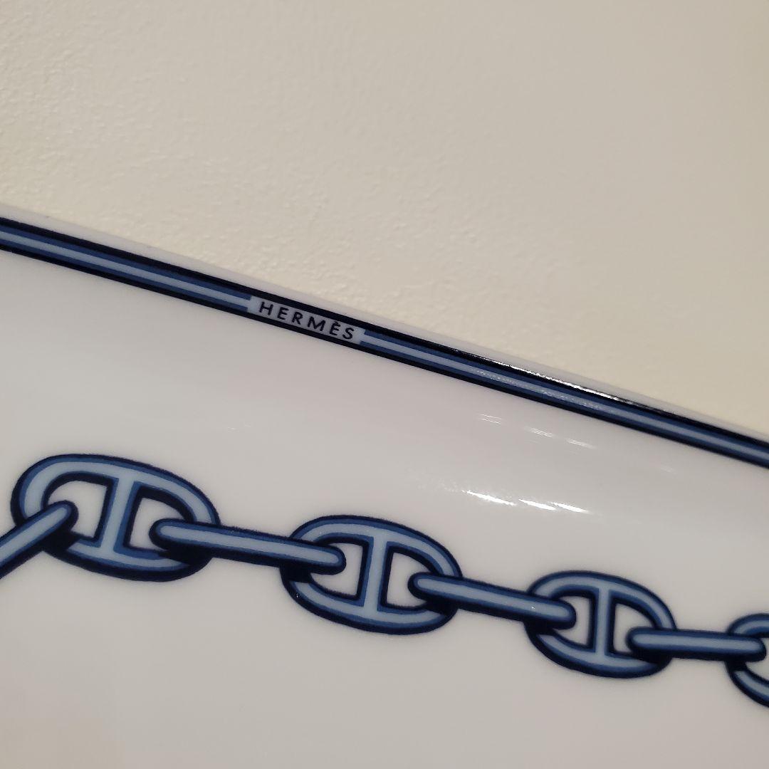 美品 HERMES エルメス シェーヌダンクル スクエアプレート　トレイ