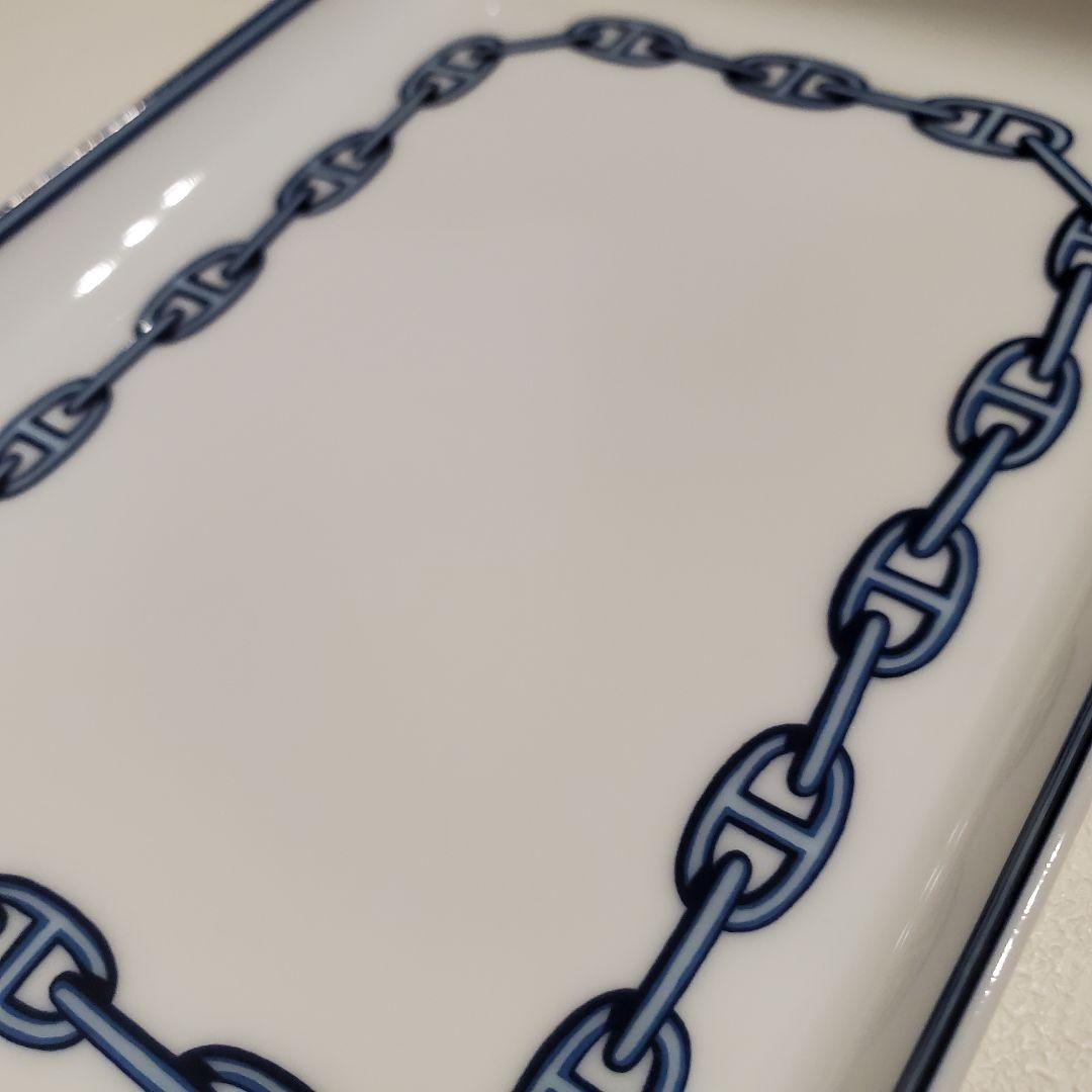 美品 HERMES エルメス シェーヌダンクル スクエアプレート　トレイ