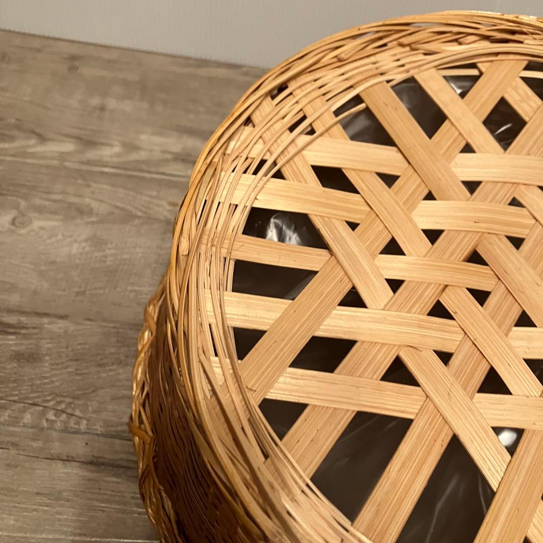 B-壁② 【美品】ラタンバスケット 籐かご 楕円形・深型 ナチュラル 収納