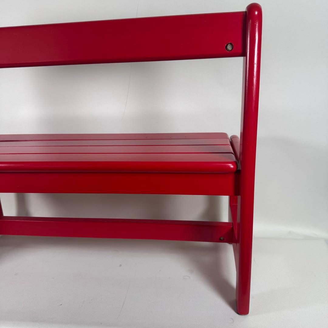 ミキハウス　miki house ベンチ　椅子　赤　レッド　レトロ　木製