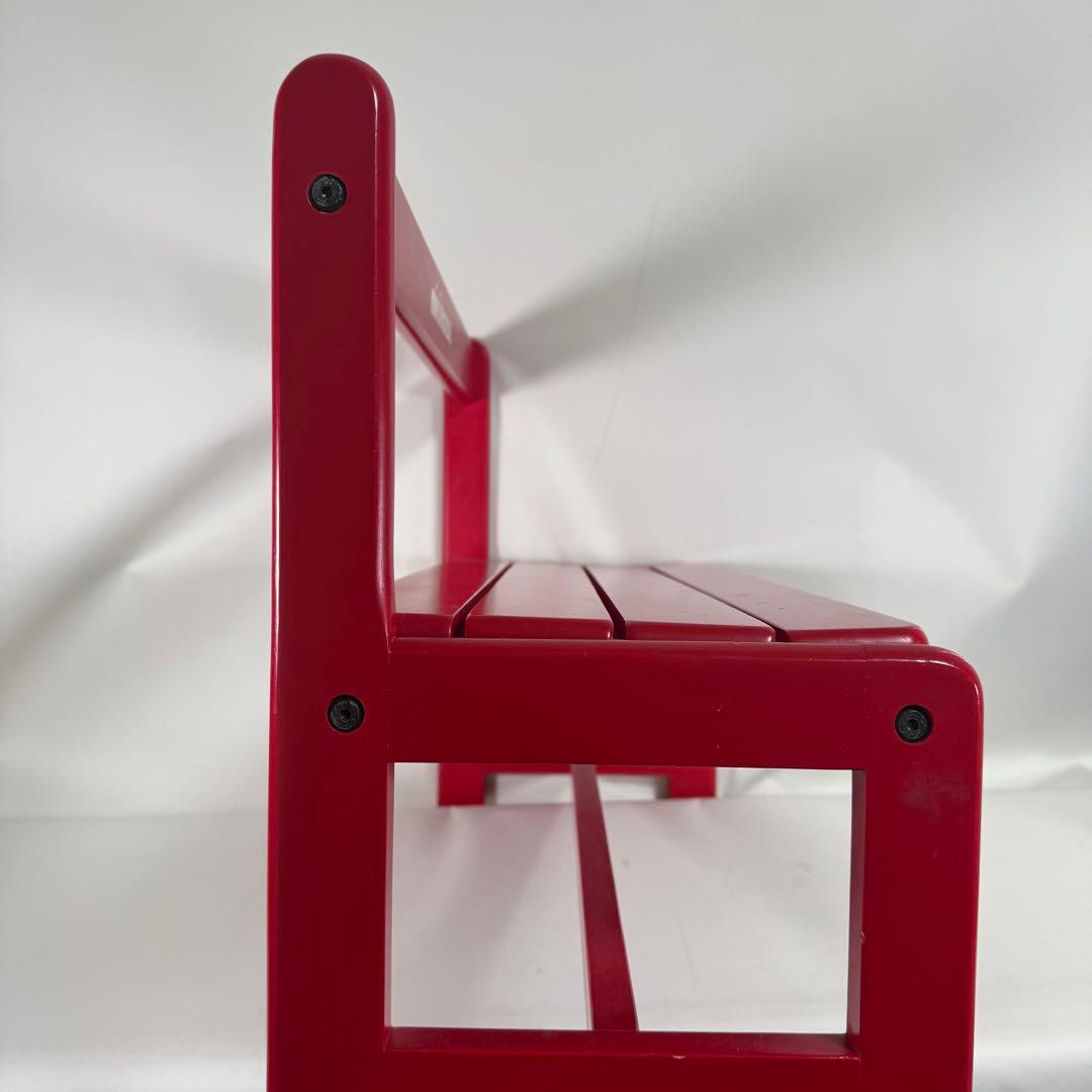 ミキハウス　miki house ベンチ　椅子　赤　レッド　レトロ　木製