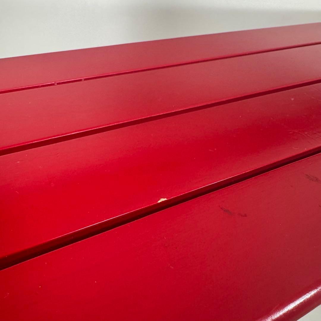 ミキハウス　miki house ベンチ　椅子　赤　レッド　レトロ　木製