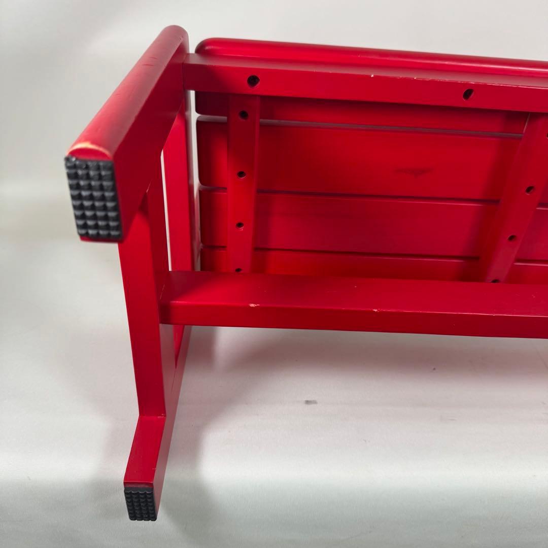 ミキハウス　miki house ベンチ　椅子　赤　レッド　レトロ　木製