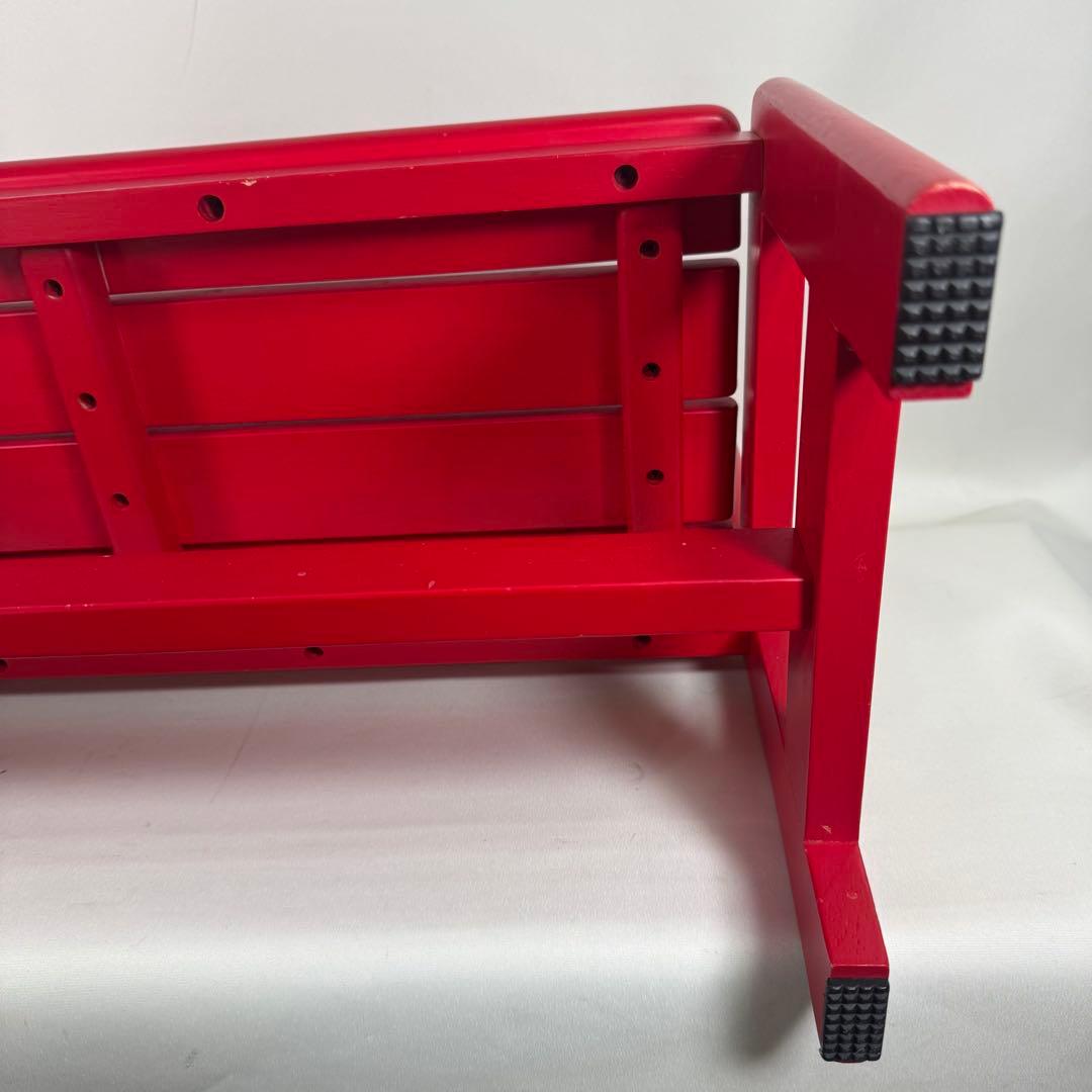 ミキハウス　miki house ベンチ　椅子　赤　レッド　レトロ　木製