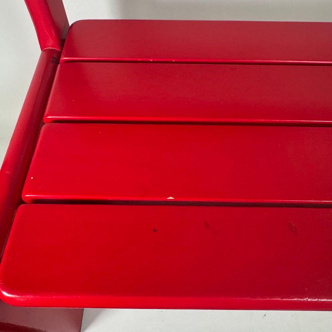 ミキハウス　miki house ベンチ　椅子　赤　レッド　レトロ　木製