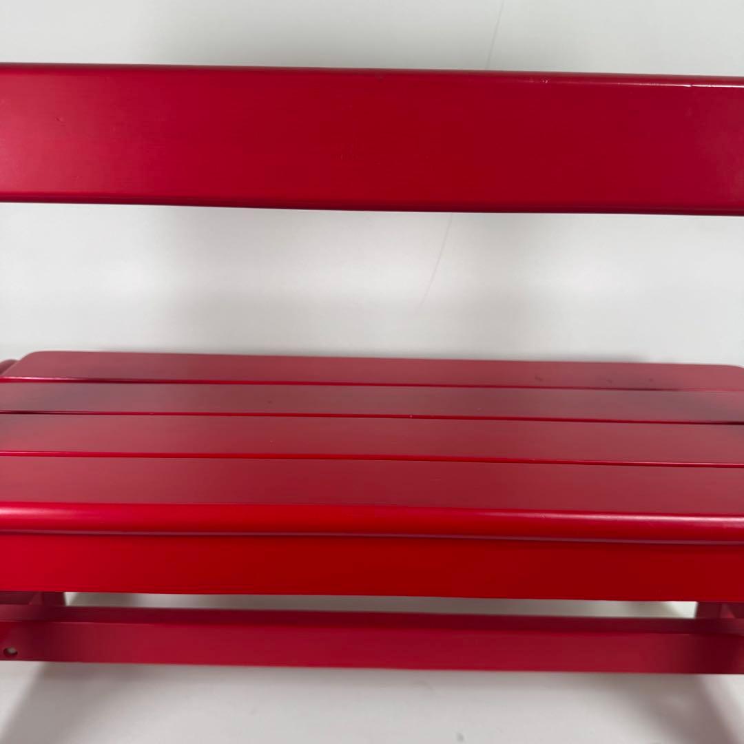 ミキハウス　miki house ベンチ　椅子　赤　レッド　レトロ　木製