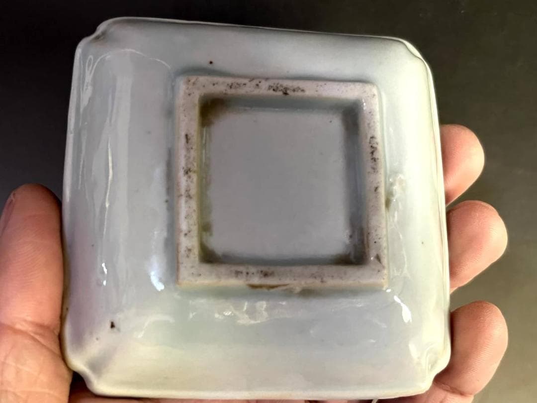 小皿■花紋四角白磁3枚 江戸期 角皿 古美術 時代物 骨董品■