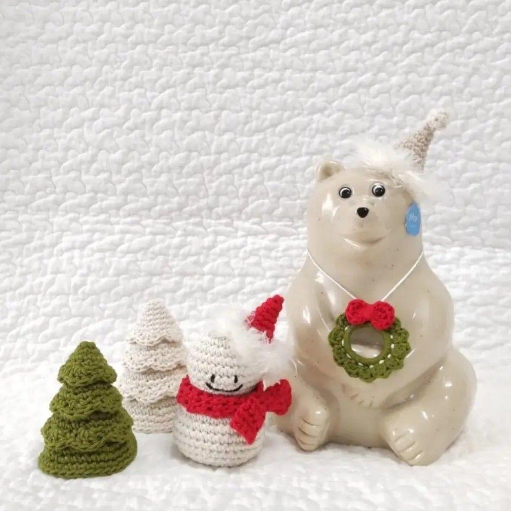 しろくま貯金箱 クリスマス 帽子・マフラーset
