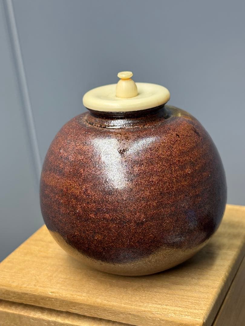 【未使用極美品】笹田有祥造 茶入 摸京極茄子 大名物　共箱 金箔