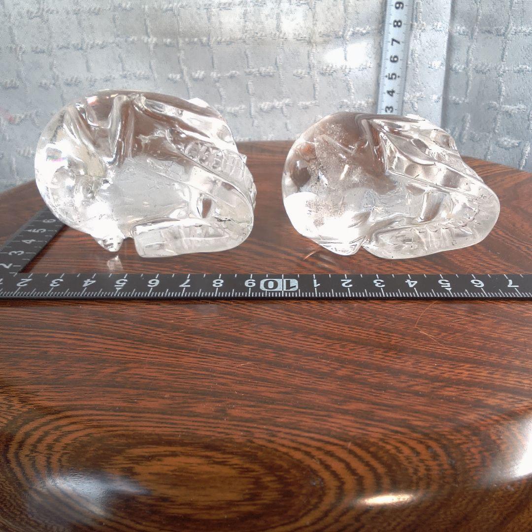 骨董５ 水晶?クリスタルガラス? スカル置物 2個セット