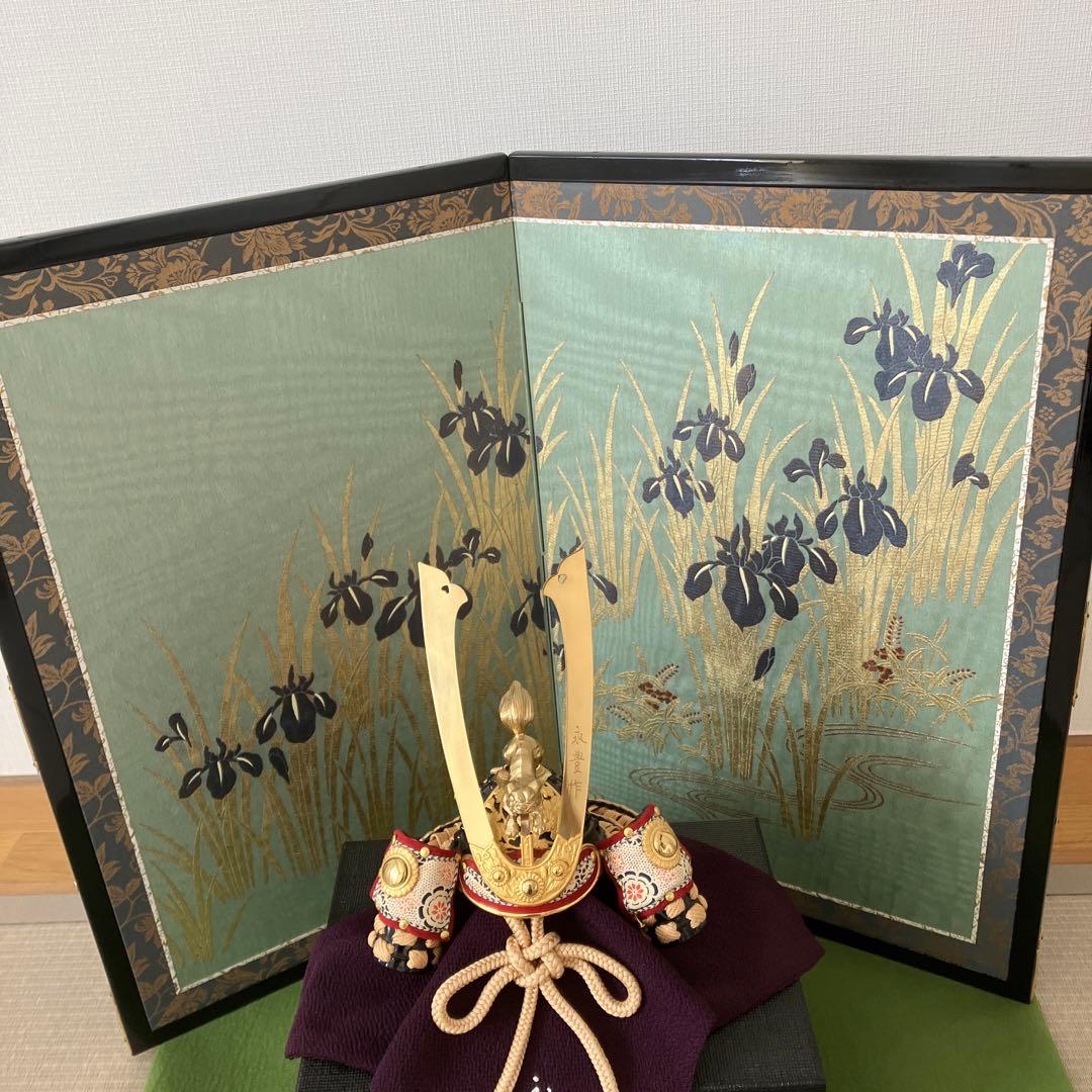 五月人形　永豊作　豪華金糸花屏風セット