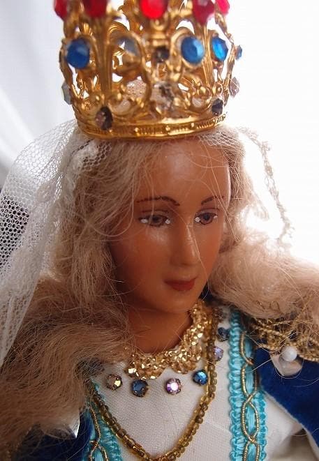 アンティーク ワックスドール キリスト教 宗教的な蝋人形 褐色 女王