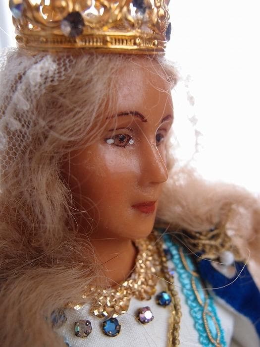 アンティーク ワックスドール キリスト教 宗教的な蝋人形 褐色 女王