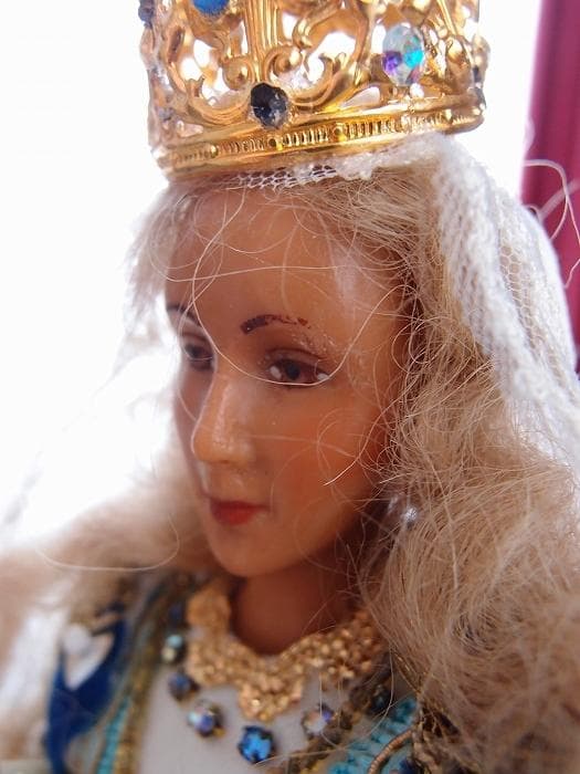 アンティーク ワックスドール キリスト教 宗教的な蝋人形 褐色 女王
