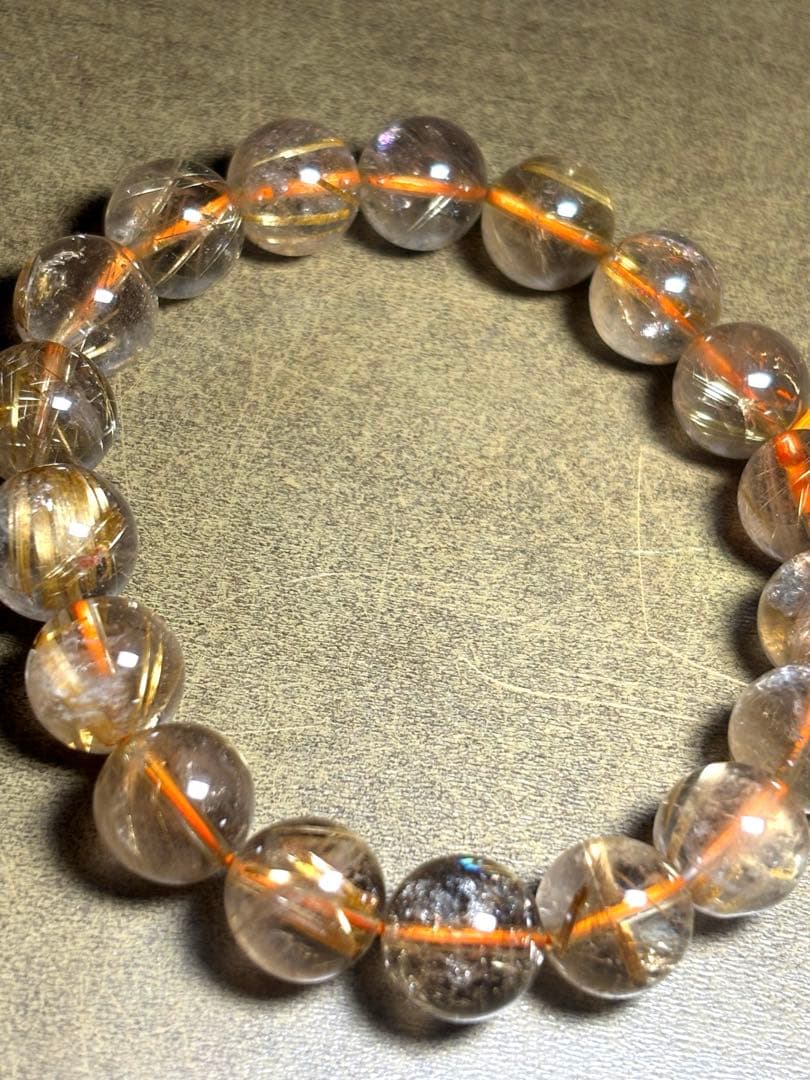 スモーキーゴールドタイチンルチルブレス11.1㎜（新品未使用）ルチル　金運最強