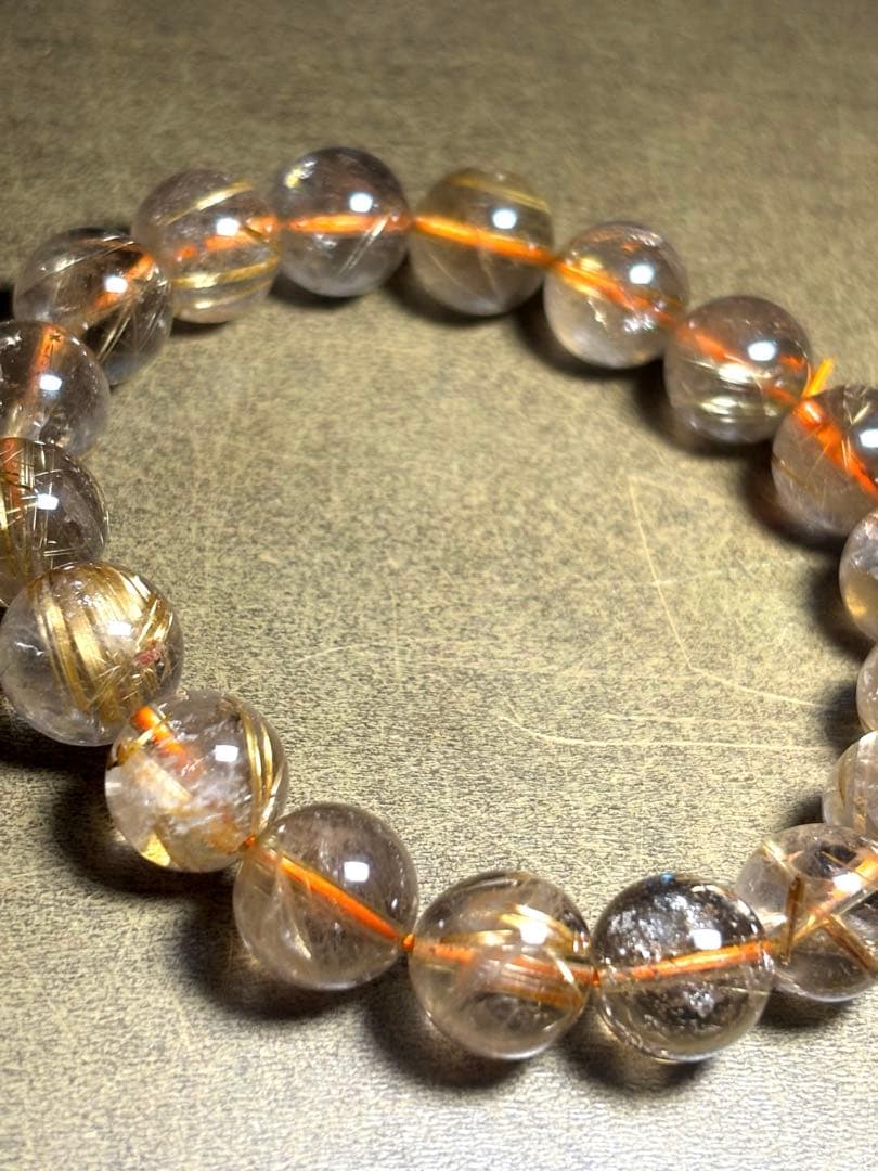 スモーキーゴールドタイチンルチルブレス11.1㎜（新品未使用）ルチル　金運最強