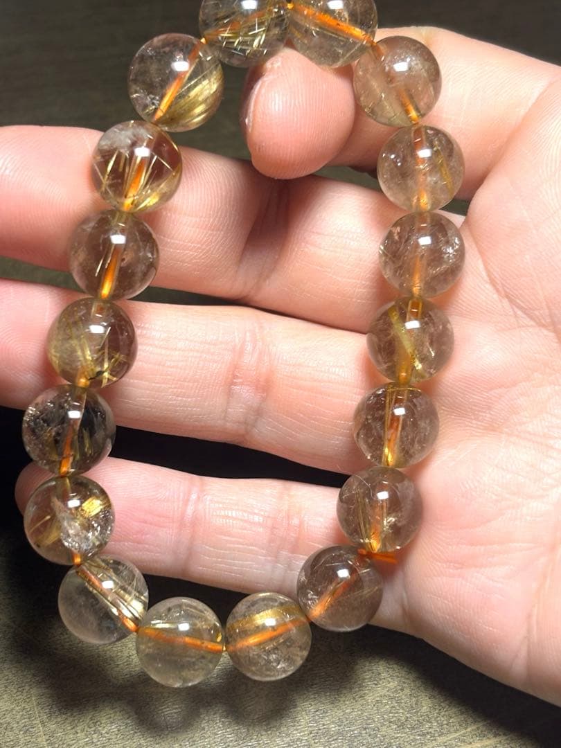 スモーキーゴールドタイチンルチルブレス11.1㎜（新品未使用）ルチル　金運最強