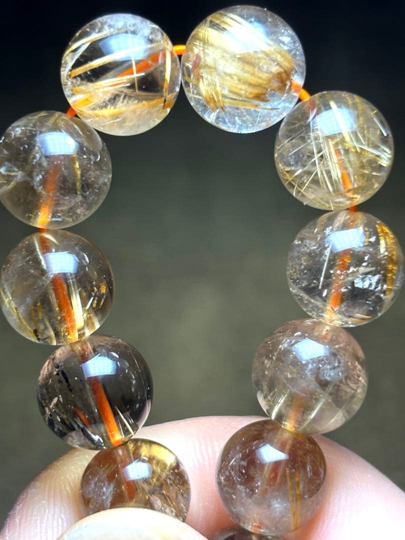 スモーキーゴールドタイチンルチルブレス11.1㎜（新品未使用）ルチル　金運最強