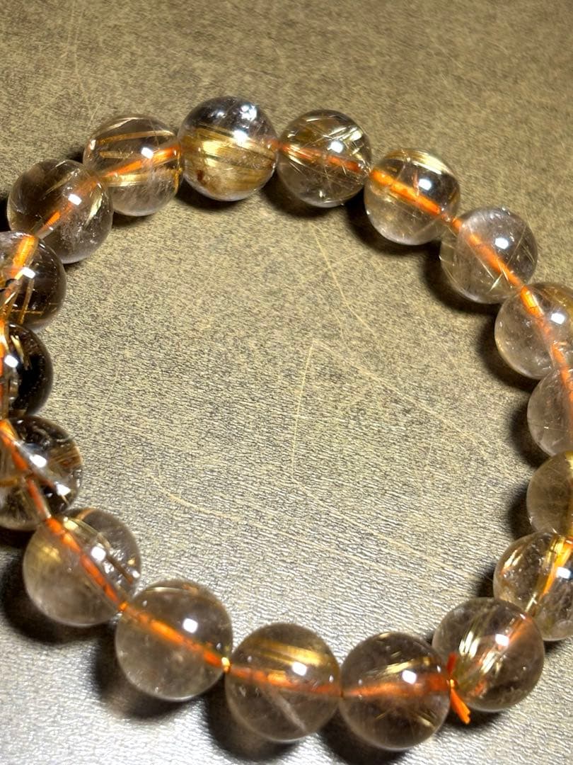 スモーキーゴールドタイチンルチルブレス11.1㎜（新品未使用）ルチル　金運最強