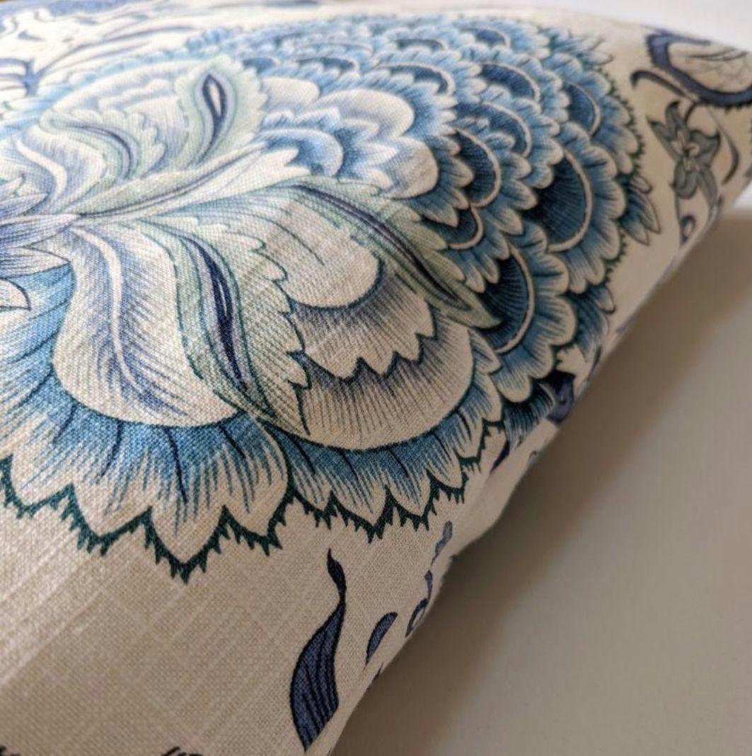 座布団カバーリネン混【インディゴ】3枚 ハンドメイド