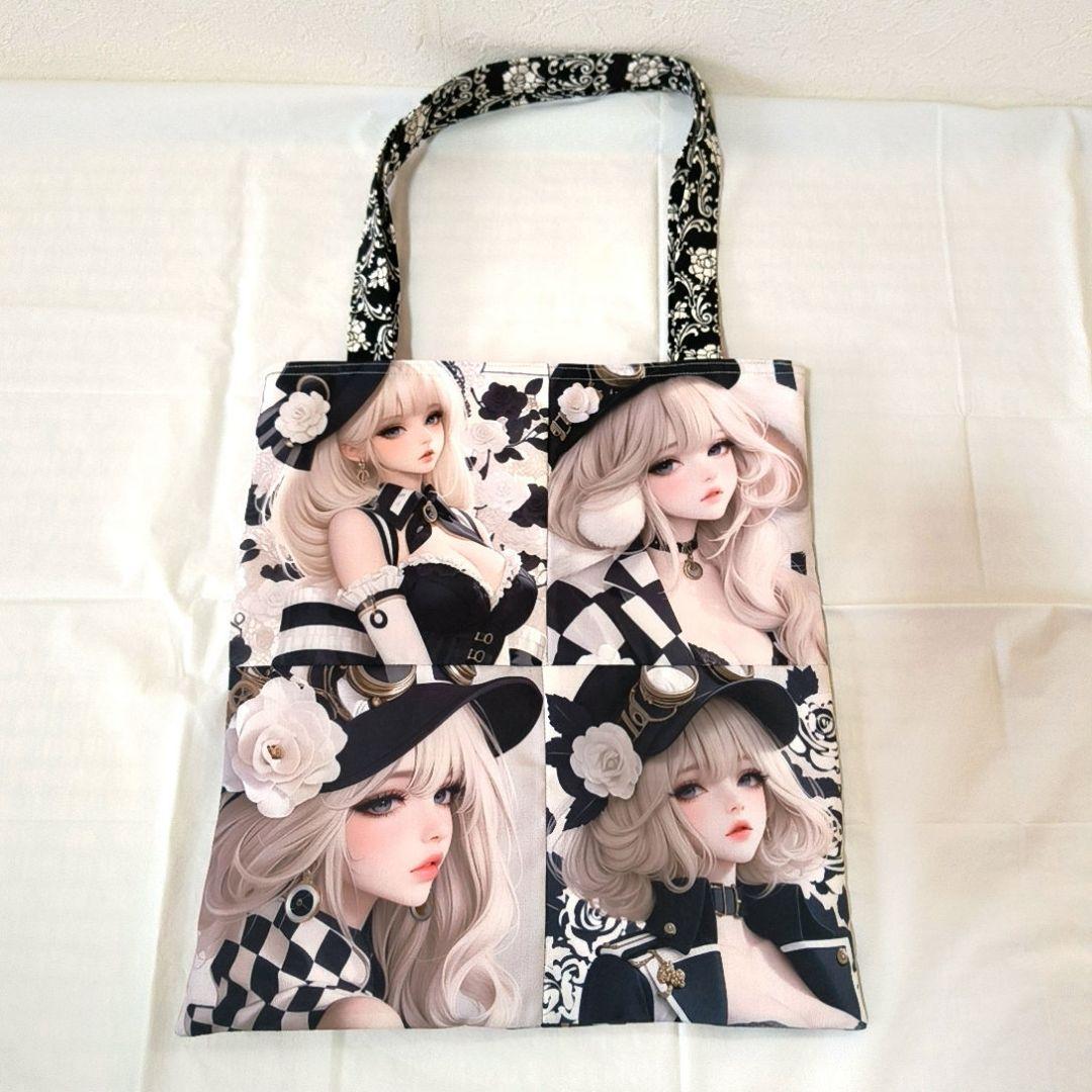 cc様】ハンドメイドオーダー★着物の女の子&モノクロ女の子★バッグ　3点