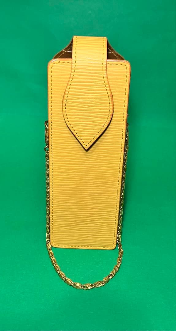 黄色いの携帯ケース　皮製　可愛い　レトロ　アクセサリーケース