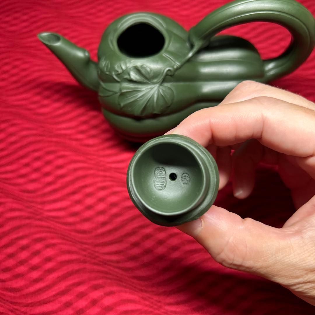 067 骨董品　朱泥南瓜急須　茶壶 　　高建芳製