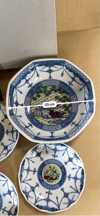 012 [九谷焼]1鉢　5皿　未使用品