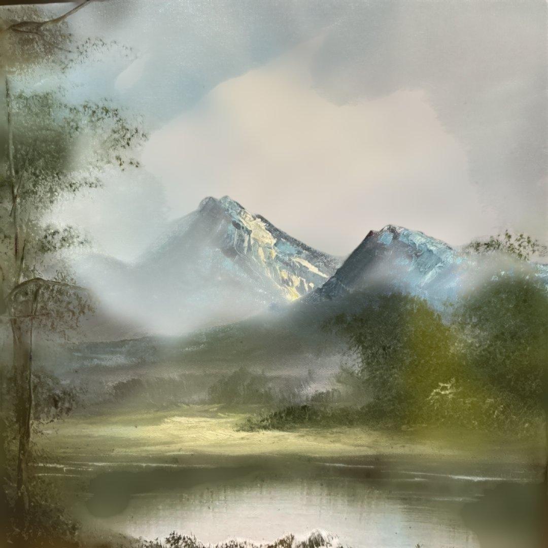 トラさん専用　T.Vcrich 油彩画 風景画　山と湖の風景 F-１０号