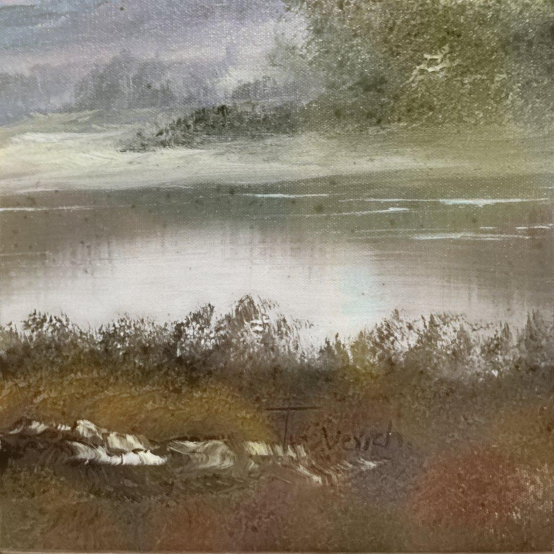 トラさん専用　T.Vcrich 油彩画 風景画　山と湖の風景 F-１０号