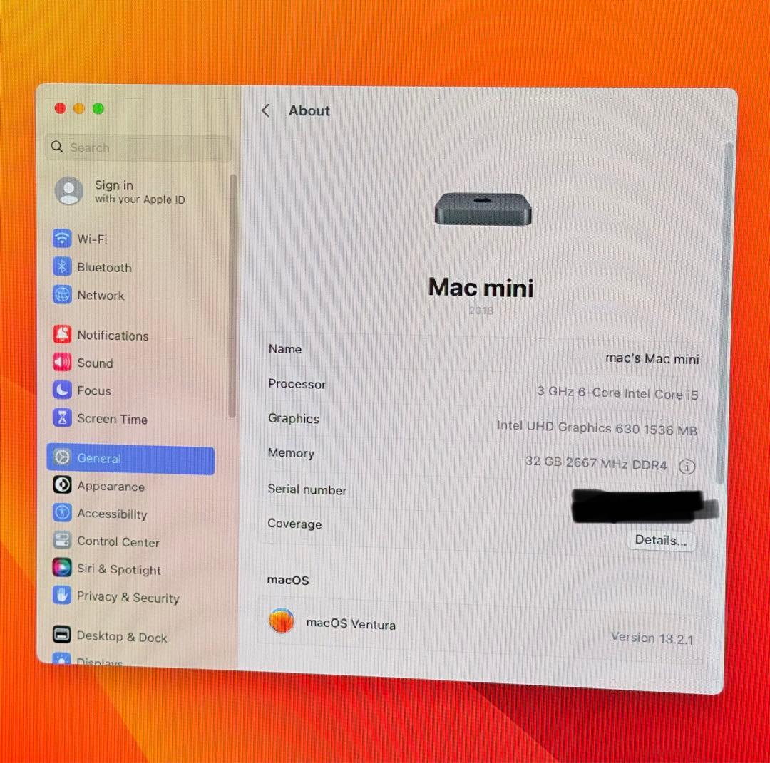 Macデスクトップ Apple Mac mini i5 32GB 256GB 2018