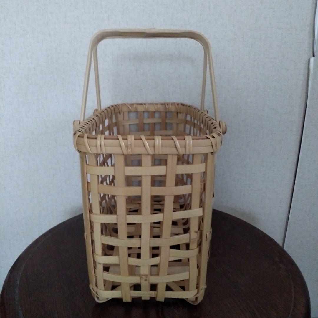 ✨新品未使用「竹虎」白竹粗四つ目横長手提げ籠バック