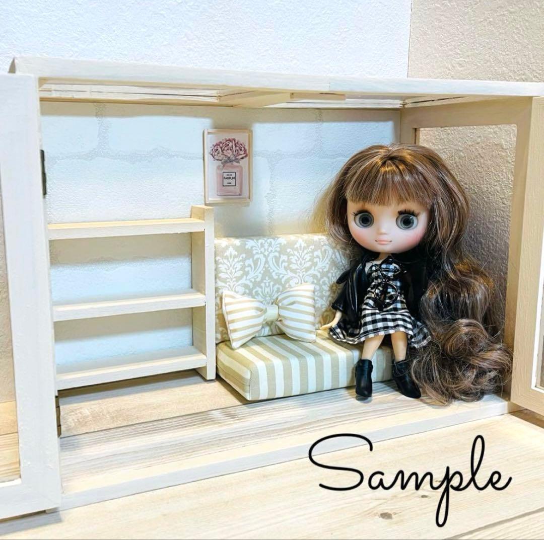 0522c♡ミニチュアキャビネット♡デニムパッチワーク ドールハウス