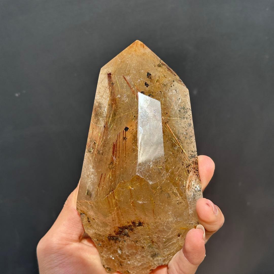 天然石ルチルクォーツのポイント　置物G.63