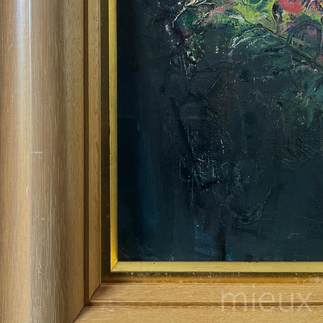 広田釗子「花郡」油彩 油絵 額付 サイン入り 中古