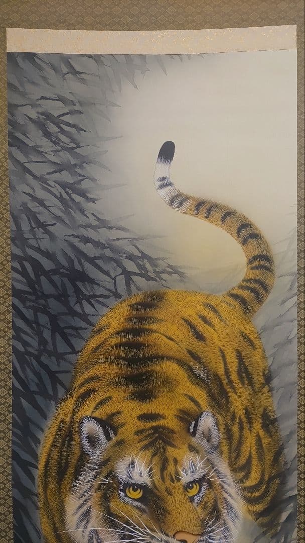 3月15日(日)で出品終了@赤富士鷹・紅葉鹿・猛虎 鳥獣画の複製掛軸3本セット