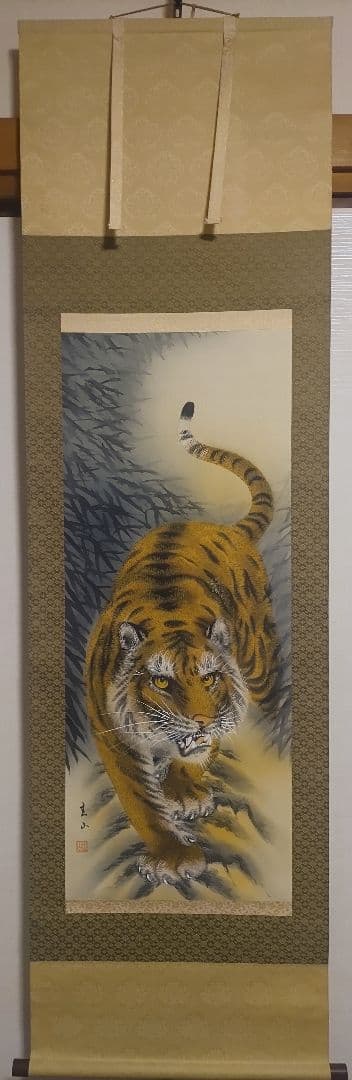 3月15日(日)で出品終了@赤富士鷹・紅葉鹿・猛虎 鳥獣画の複製掛軸3本セット