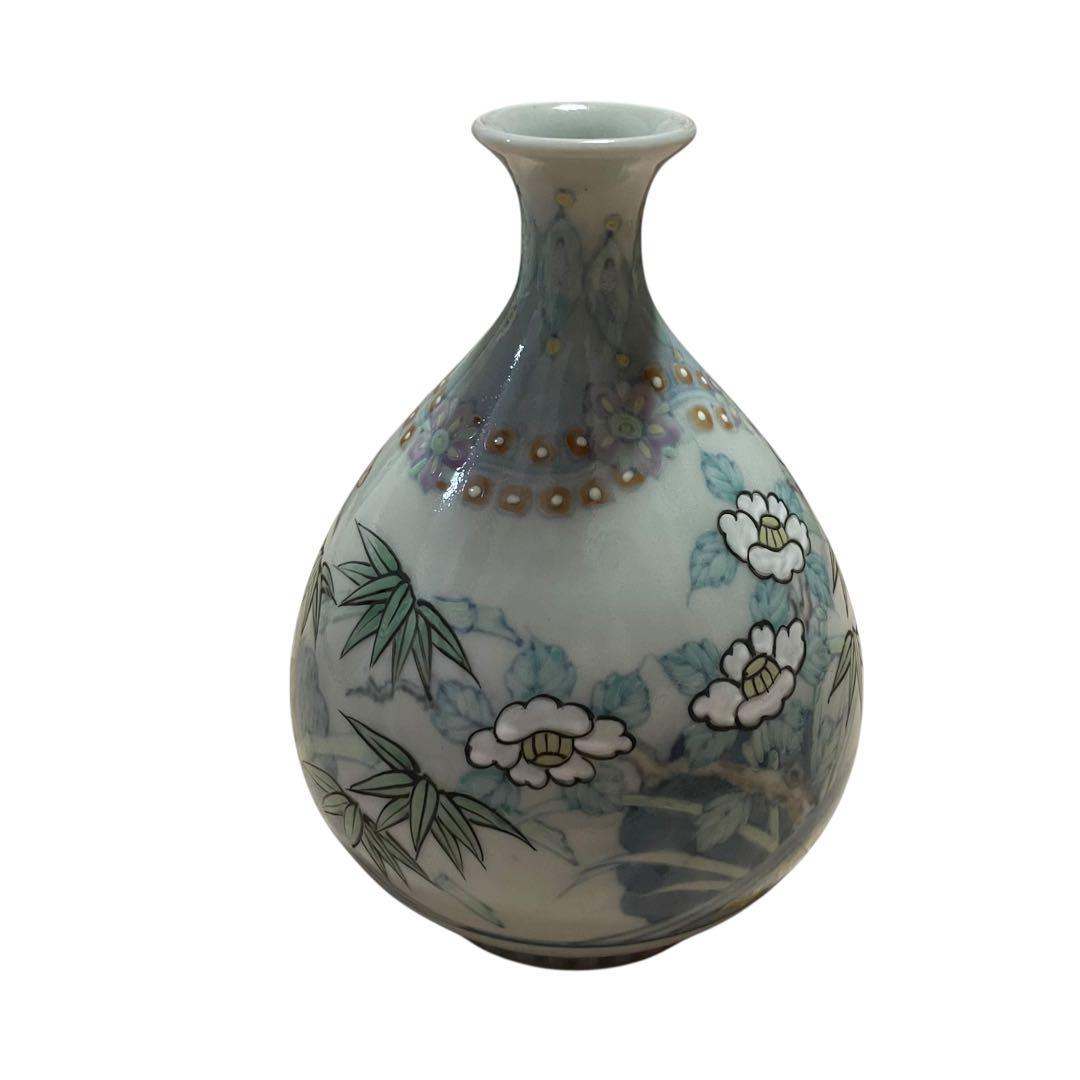 【激レア】走波　染錦竹絵椿文　壺　15.5cm 新品未使用