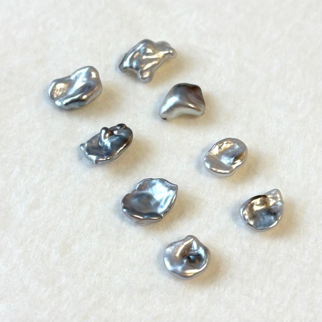 パール　ルース　南洋真珠　黒蝶ケシ　８mm 〜 9.7mm グレー系　変形