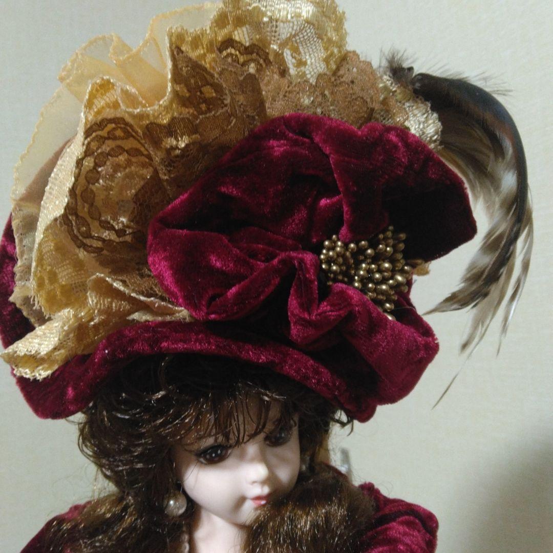 フランス人形　アンティーク　リボンスキヨドール　専用クリアケース付き