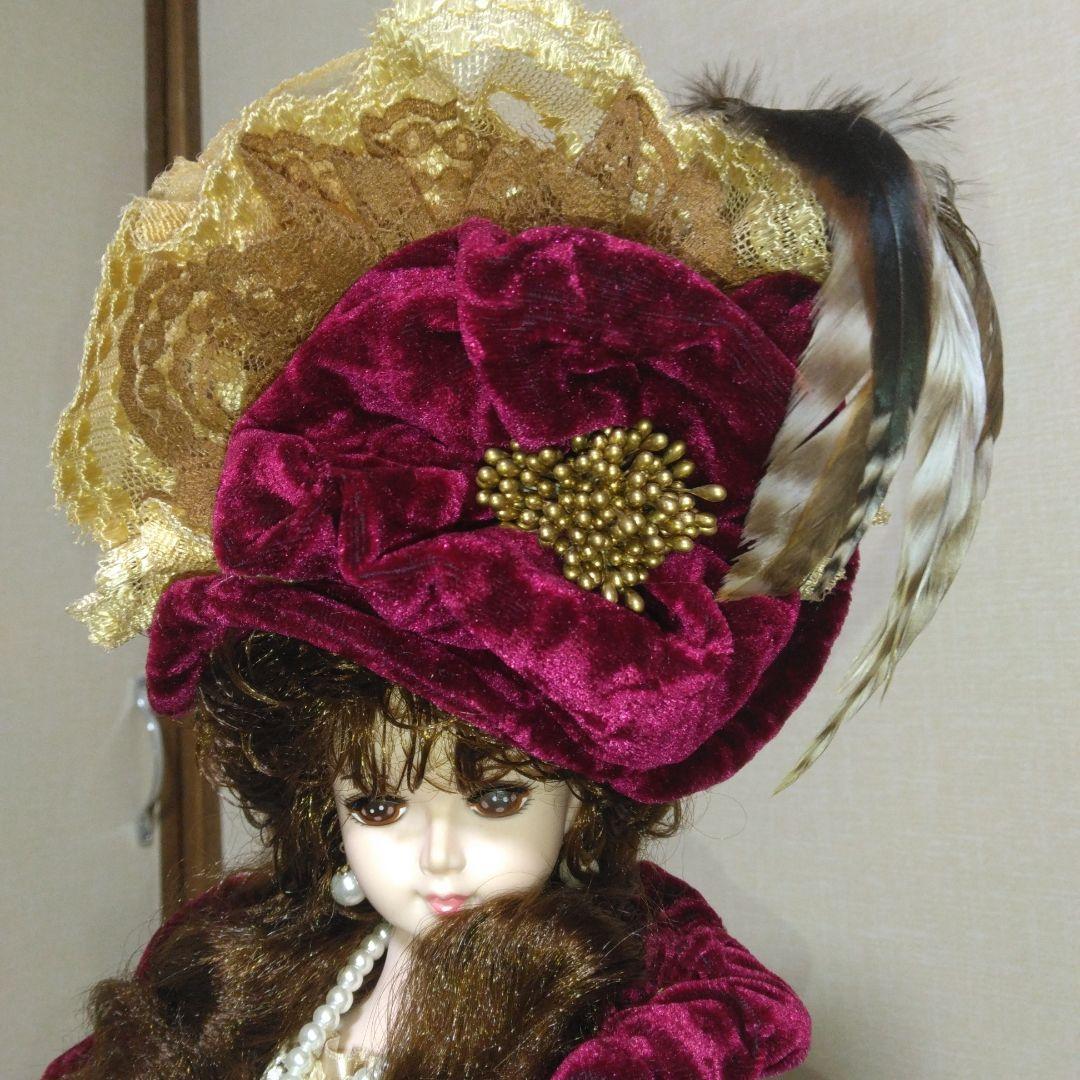 フランス人形　アンティーク　リボンスキヨドール　専用クリアケース付き