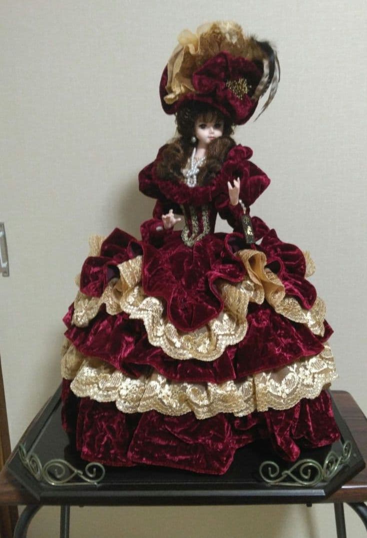 フランス人形　アンティーク　リボンスキヨドール　専用クリアケース付き