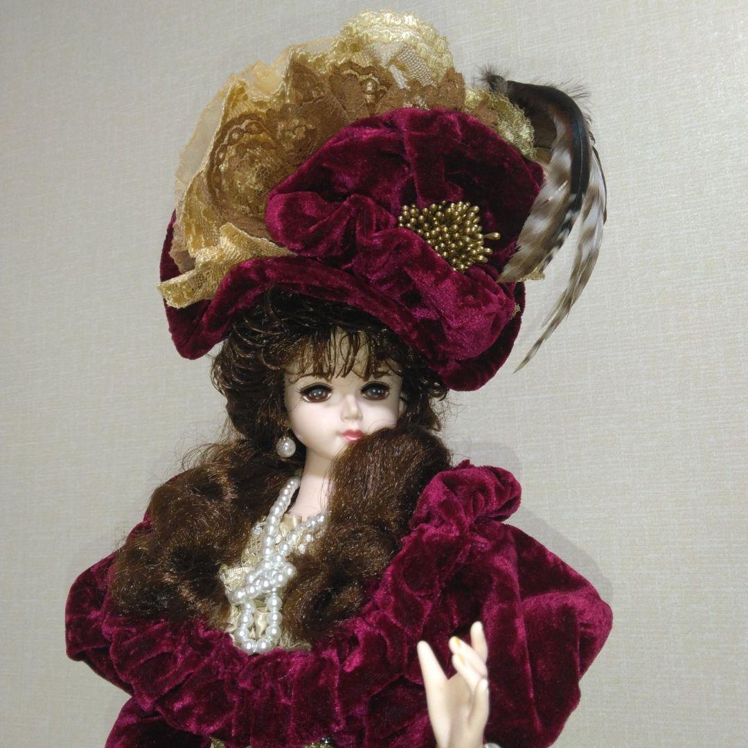 フランス人形　アンティーク　リボンスキヨドール　専用クリアケース付き